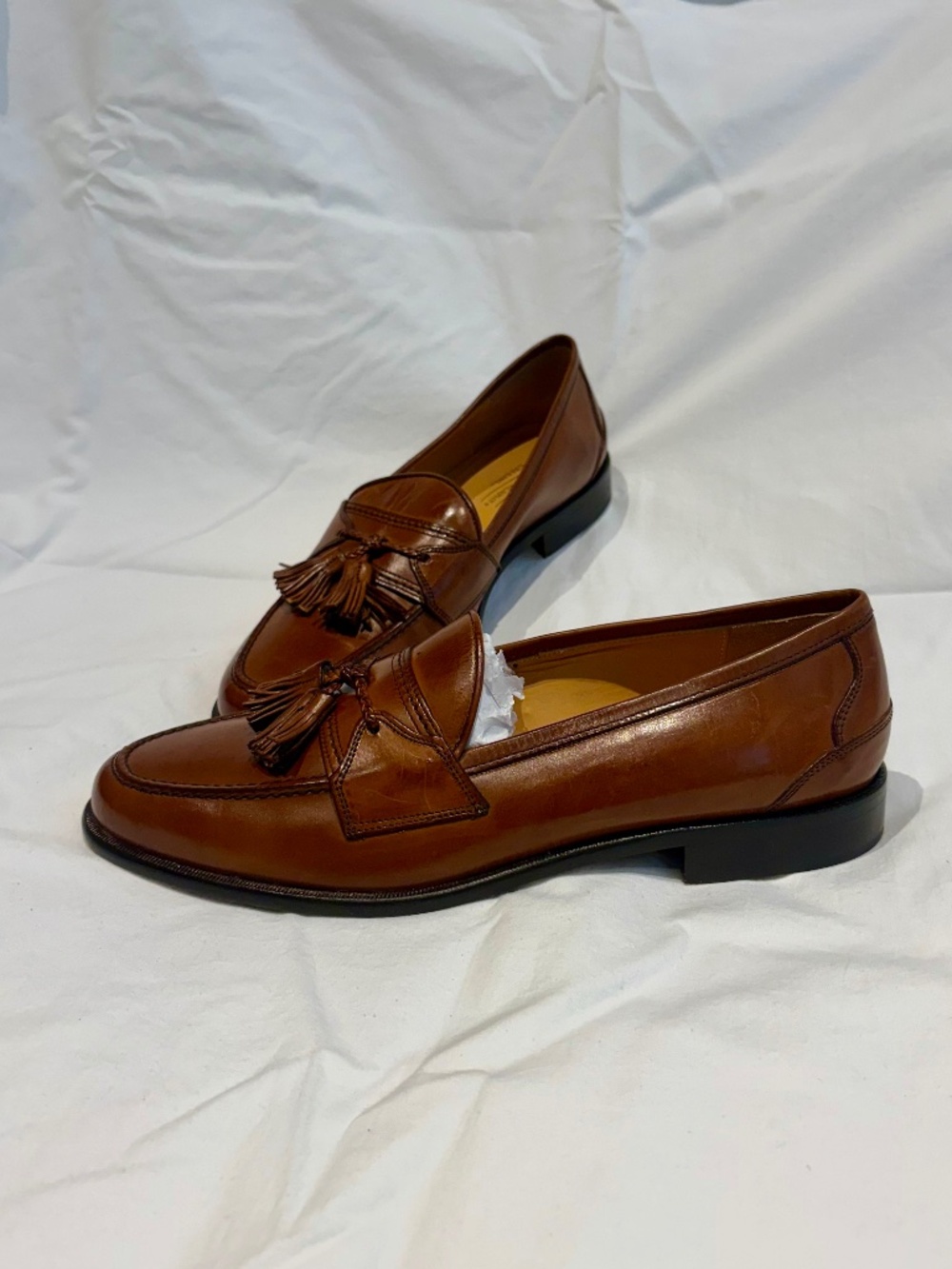 Johnston & Murphy Cellini Brown Leather Tassel Loafers Men 10M Unworn